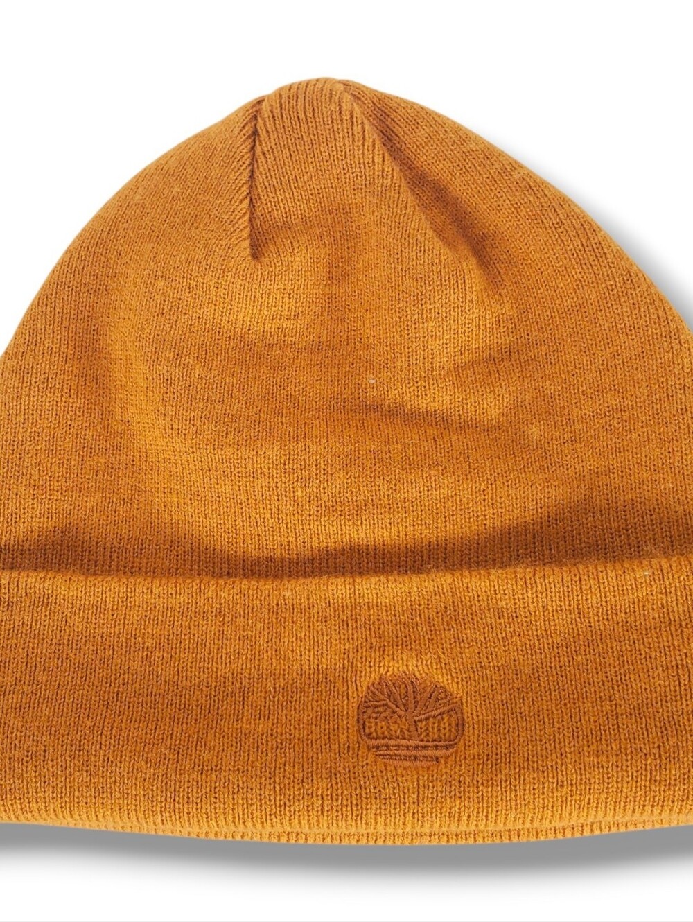 Timberland Logo Hat OS Winter Hat Golden Tan Color Cuffed Knit Beanie Casual